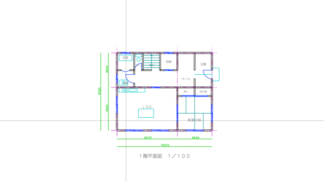 用紙枠と図面の全体表示